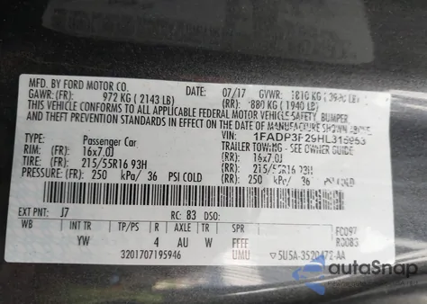 2017 Ford Focus Se from USA, damaged, VIN 1FADP3F29HL315953